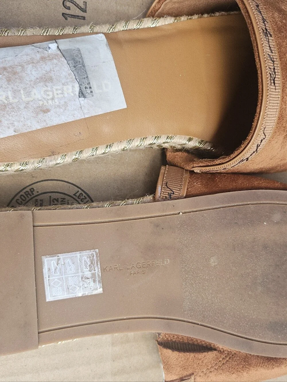 Karl Lagerfeld Copper Suede Slide Sandals